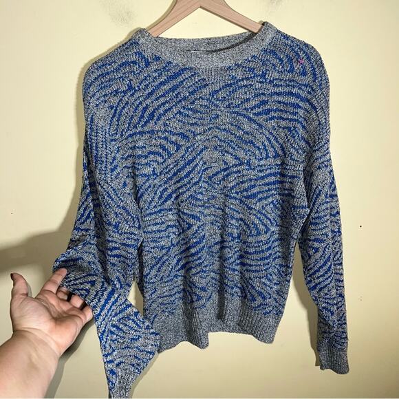 VNTG SWEATER GRAPHIX large knit 80s grandpa sweater M - Picture 3 of 4